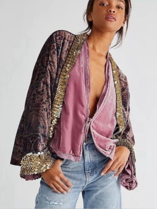 Free People Jackets & Blazers - NWT Free People Layla Embellished Kimono Jacket SMALL